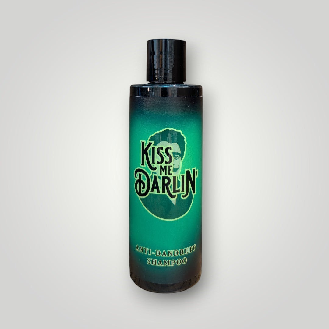 Kiss Me Darlin' Roma Anti-Dandruff Shampoo bottle with green gradient and black cap. 200ml.