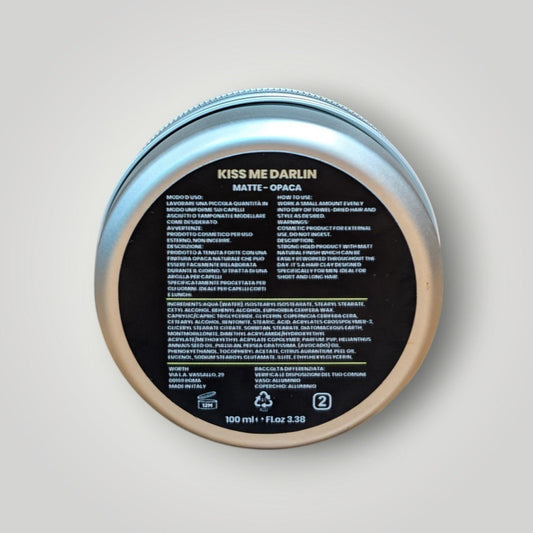 Kiss Me Darlin' Roma Matte Opaca Hair Pomade for strong hold and natural finish, 100ml.