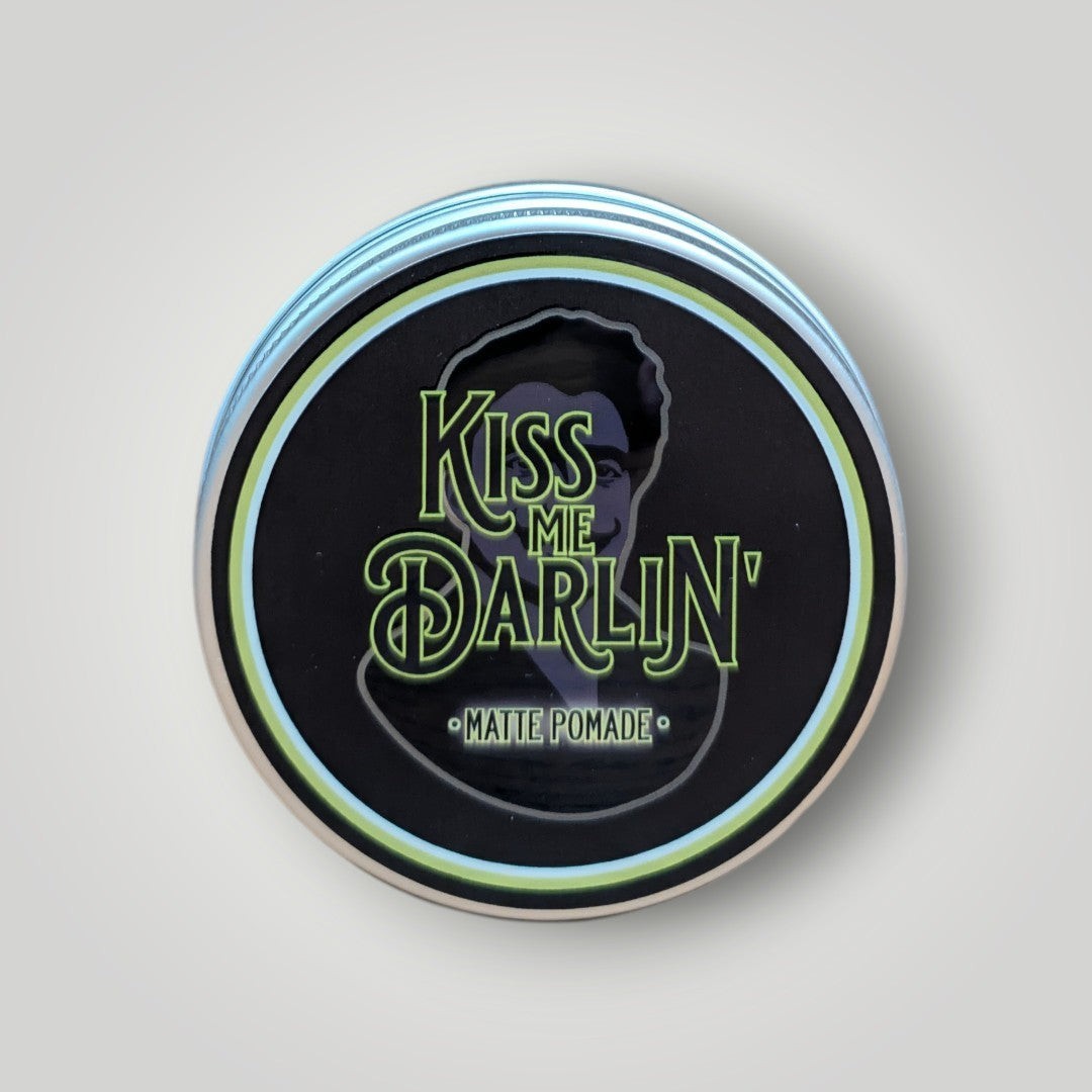 Kiss Me Darlin' Roma Matte Opaca Hair Pomade for strong, flexible hold and natural finish.